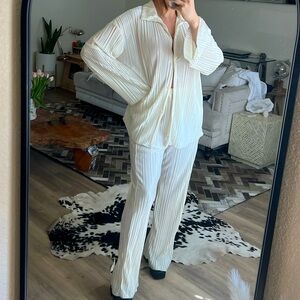 2 piece silky vacation lounge set matching beige